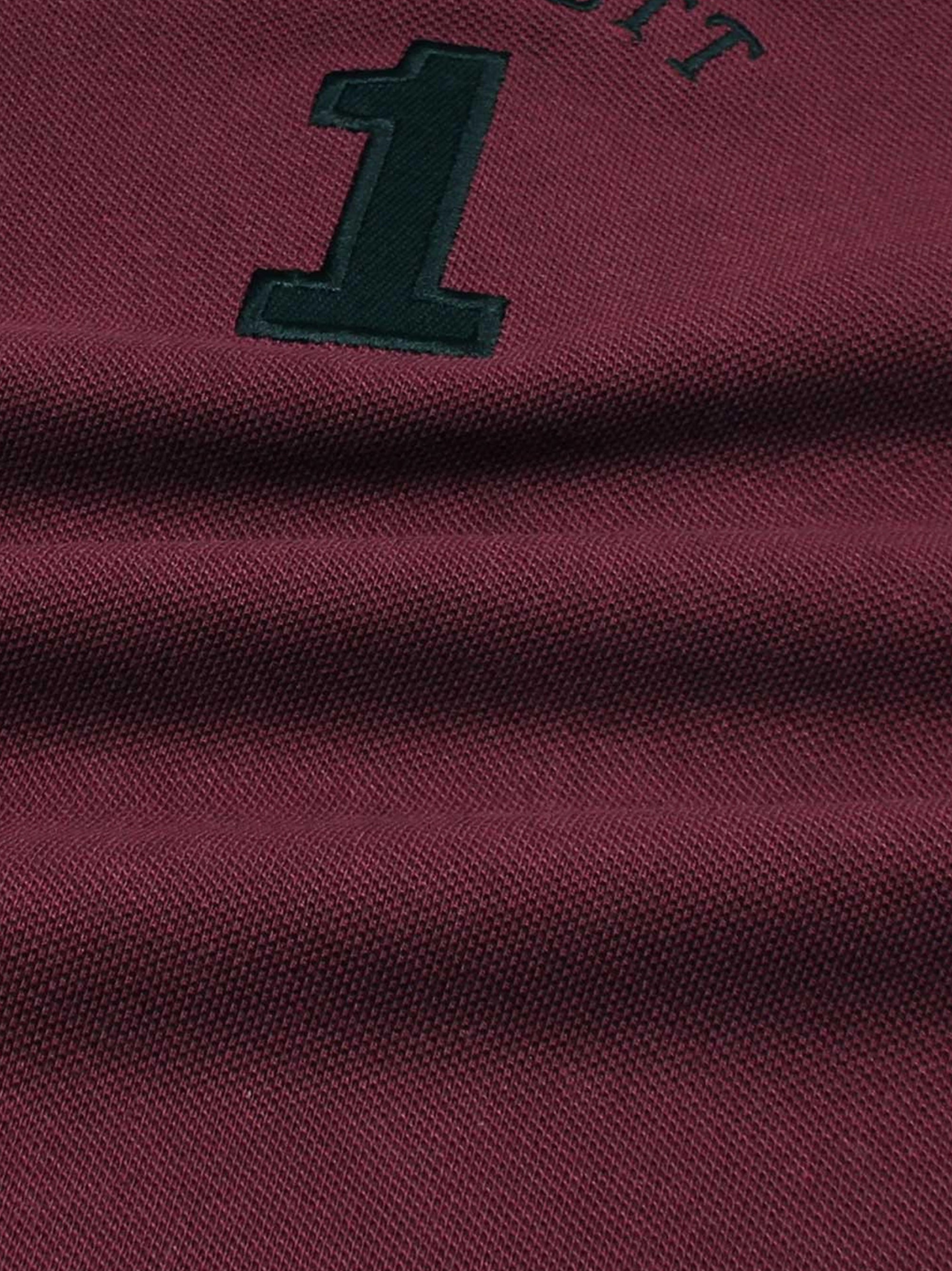 Men Iconic Embroidery Logo Maroon Polo Shirt