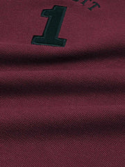 Men Iconic Embroidery Logo Maroon Polo Shirt