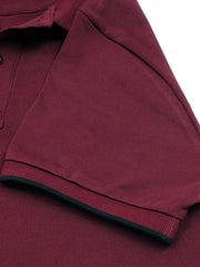 Men Iconic Embroidery Logo Maroon Polo Shirt