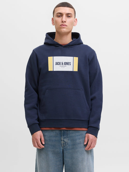 Men Navy Blue Logo Print Hayato Sweatshirt