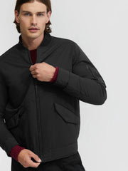 Men Padded Bomber Black Jacket