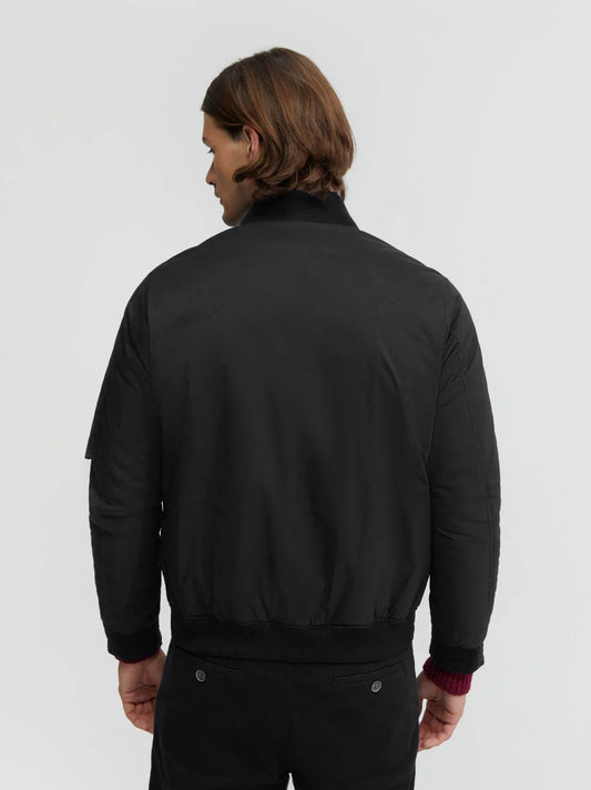 Men Padded Bomber Black Jacket