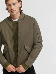 Men Padded Bomber Olive Jacket