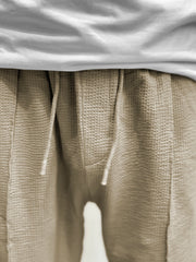 Men Plain Stripe Line Trouser In Khaki