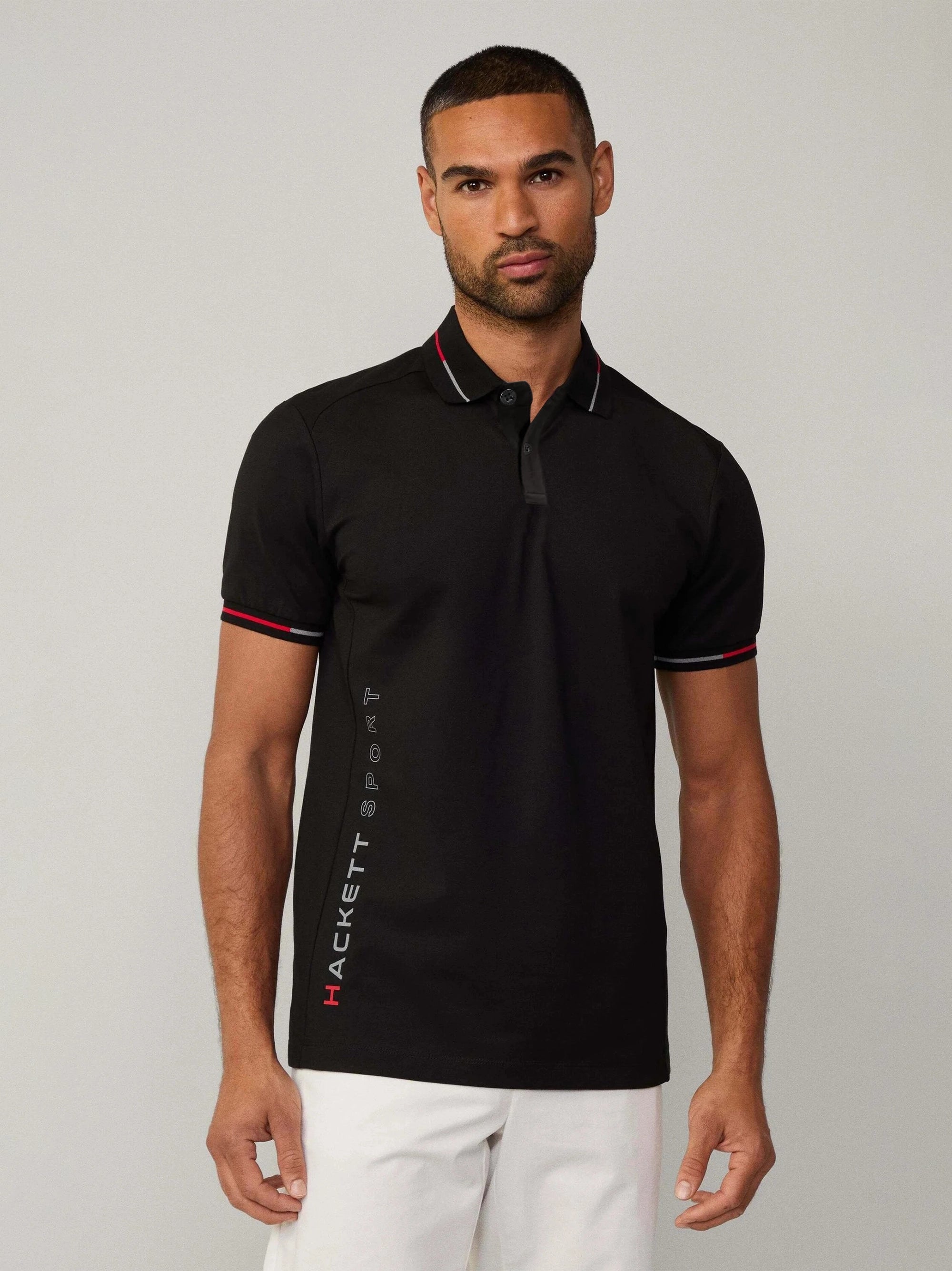 Men Side Logo Black Polo Shirt