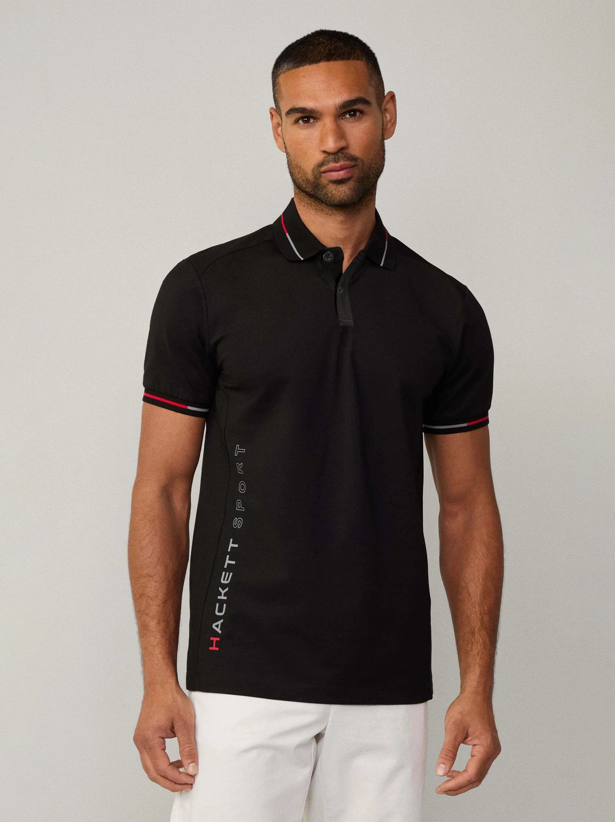 Men Side Logo Black Polo Shirt