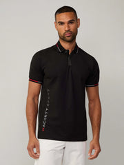 Men Side Logo Black Polo Shirt