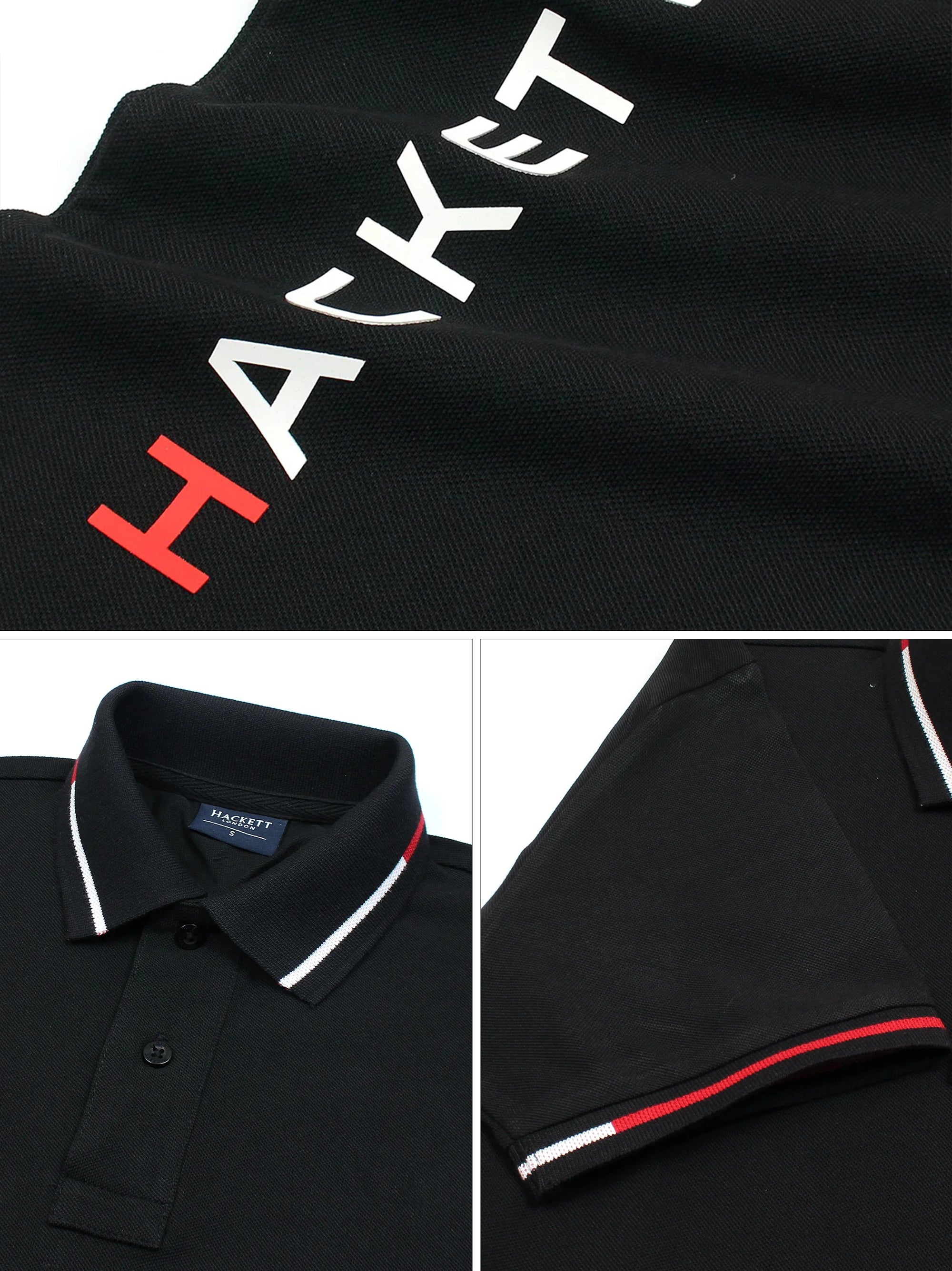 Men Side Logo Black Polo Shirt