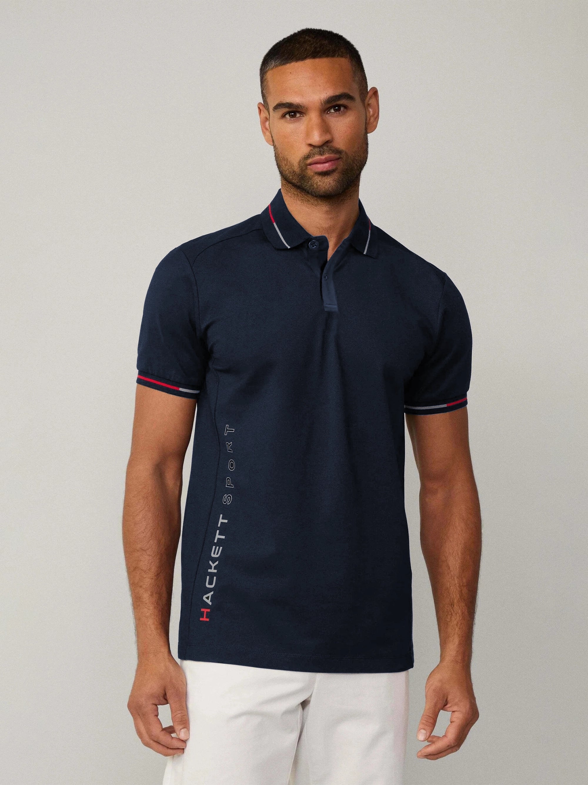 Men Side Logo Navy Blue Polo Shirt