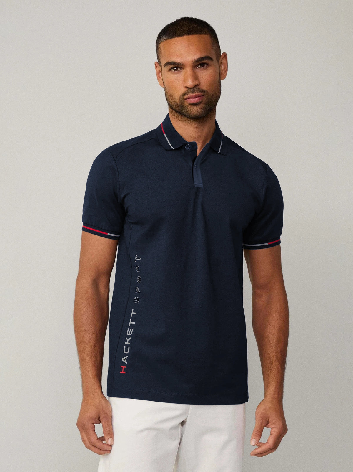 Men Side Logo Navy Blue Polo Shirt