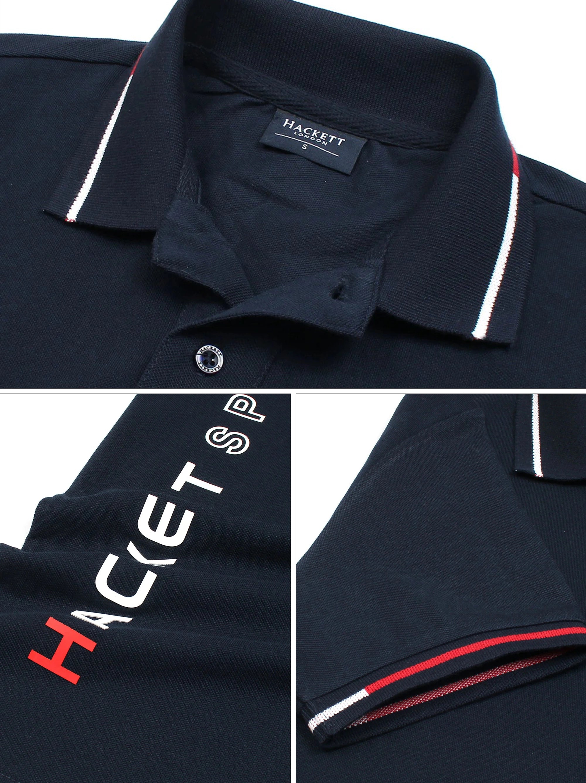 Men Side Logo Navy Blue Polo Shirt
