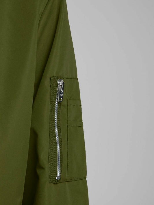 Men Side Pocket Dark Olive Bomber Jacket