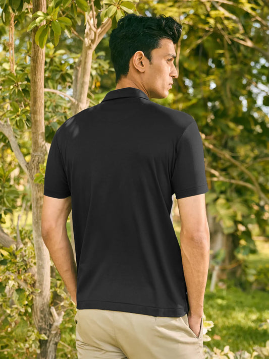 Men's AX Logo Black Polo Shirt