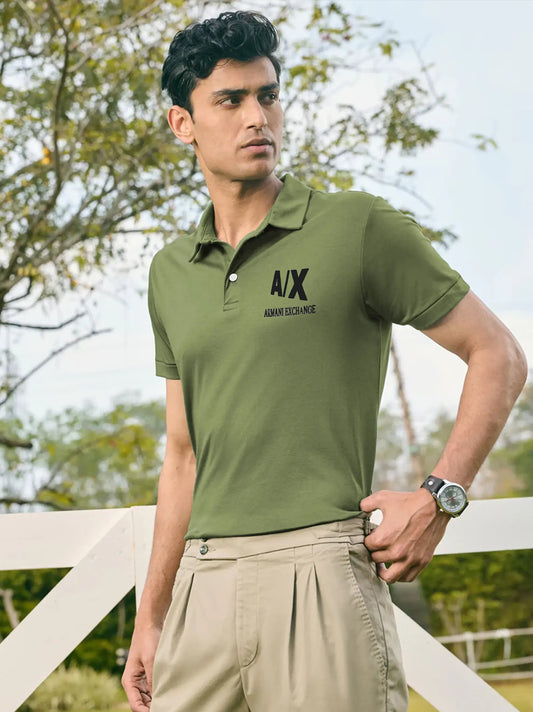 Men's A/X Logo Green Polo Shirt
