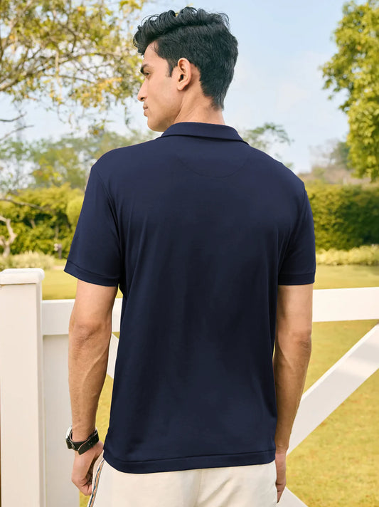 Men's AX Logo Navy Blue Polo Shirt