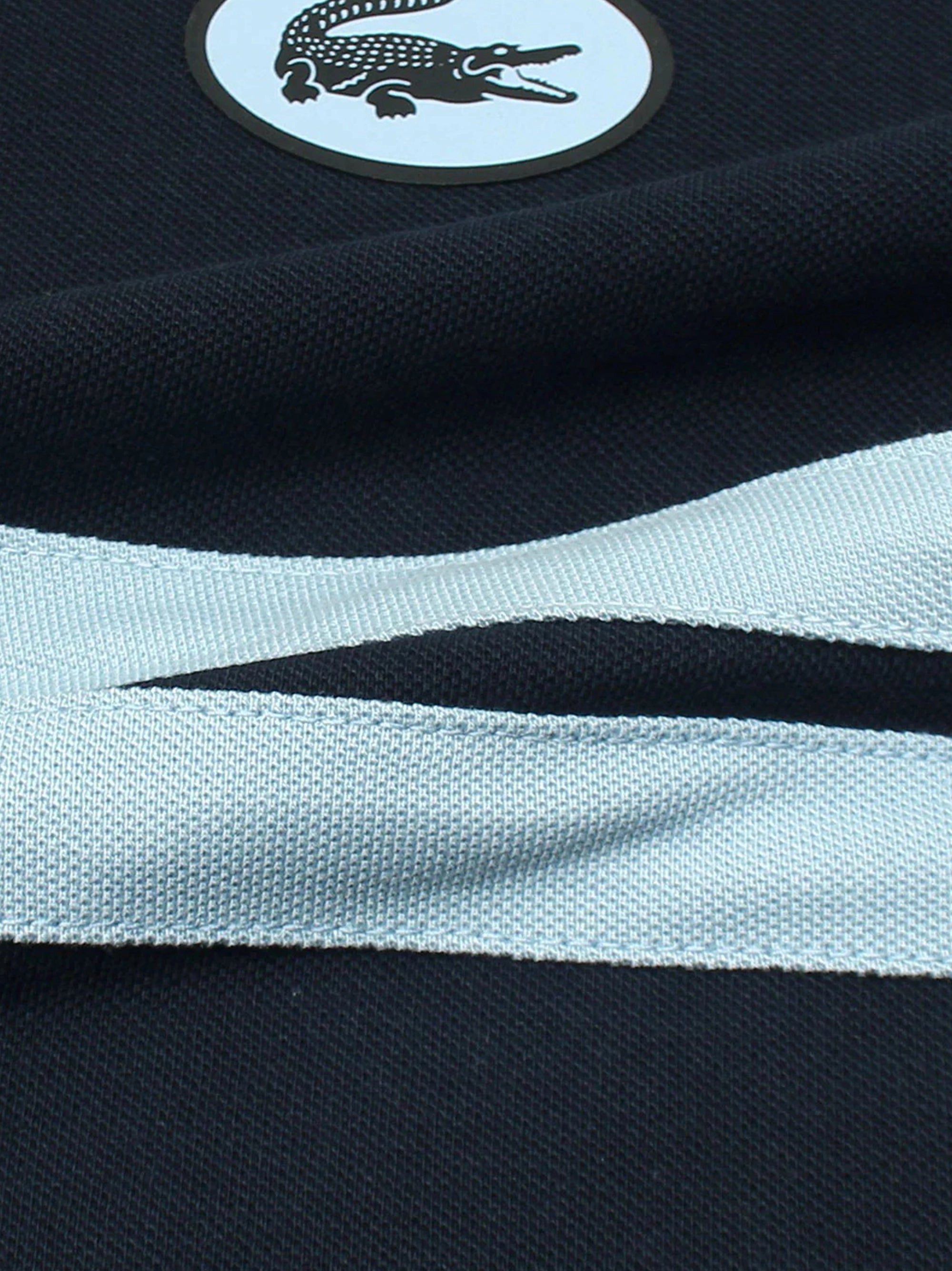 Men's Badge Logo Striped Navy Blue Polo Shirt