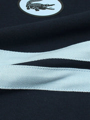 Men's Badge Logo Striped Navy Blue Polo Shirt