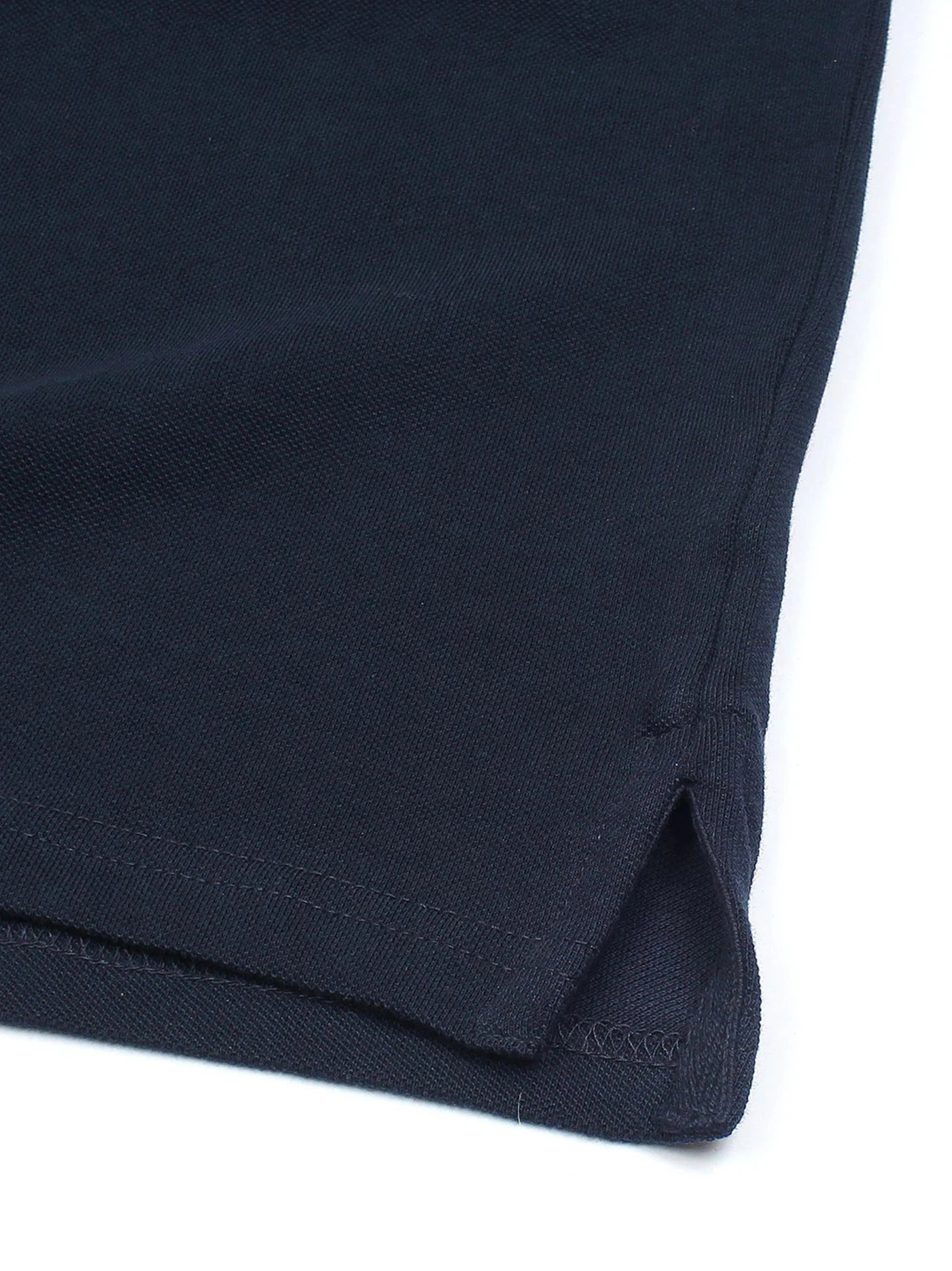 Men's Badge Logo Striped Navy Blue Polo Shirt