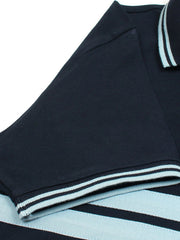 Men's Badge Logo Striped Navy Blue Polo Shirt