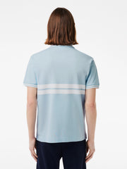 Men's Badge Logo Striped Sky Blue Polo Shirt