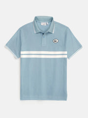 Men's Badge Logo Striped Sky Blue Polo Shirt