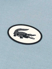 Men's Badge Logo Striped Sky Blue Polo Shirt