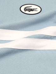 Men's Badge Logo Striped Sky Blue Polo Shirt