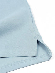Men's Badge Logo Striped Sky Blue Polo Shirt