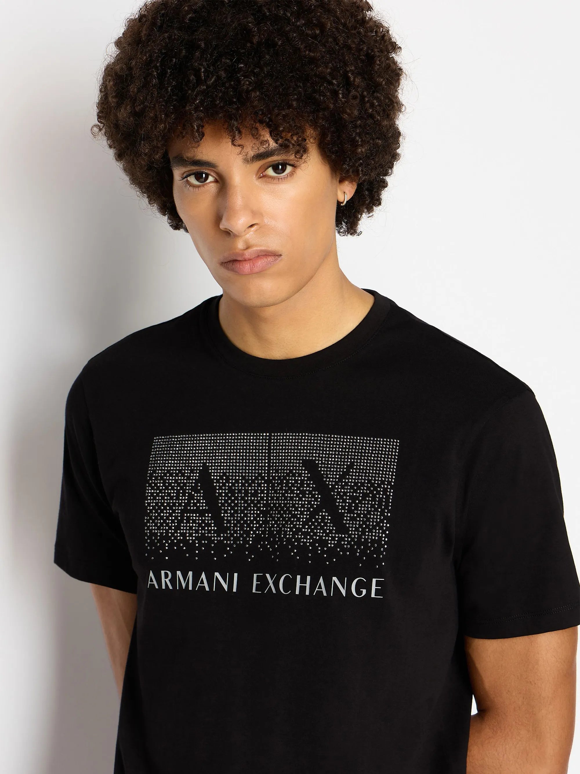 Men's Black Regular-Fit Box A|X Logo T-Shirt