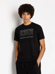 Men's Black Regular-Fit Box A|X Logo T-Shirt