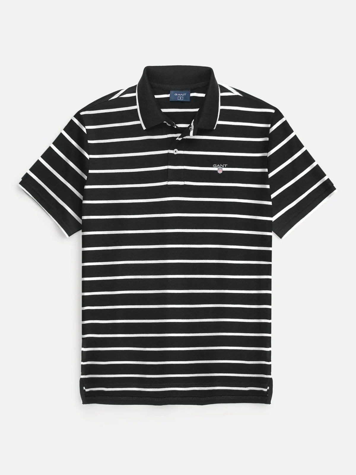 Men's Black & White Striped Polo Shirt