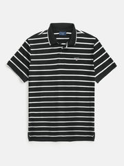 Men's Black & White Striped Polo Shirt