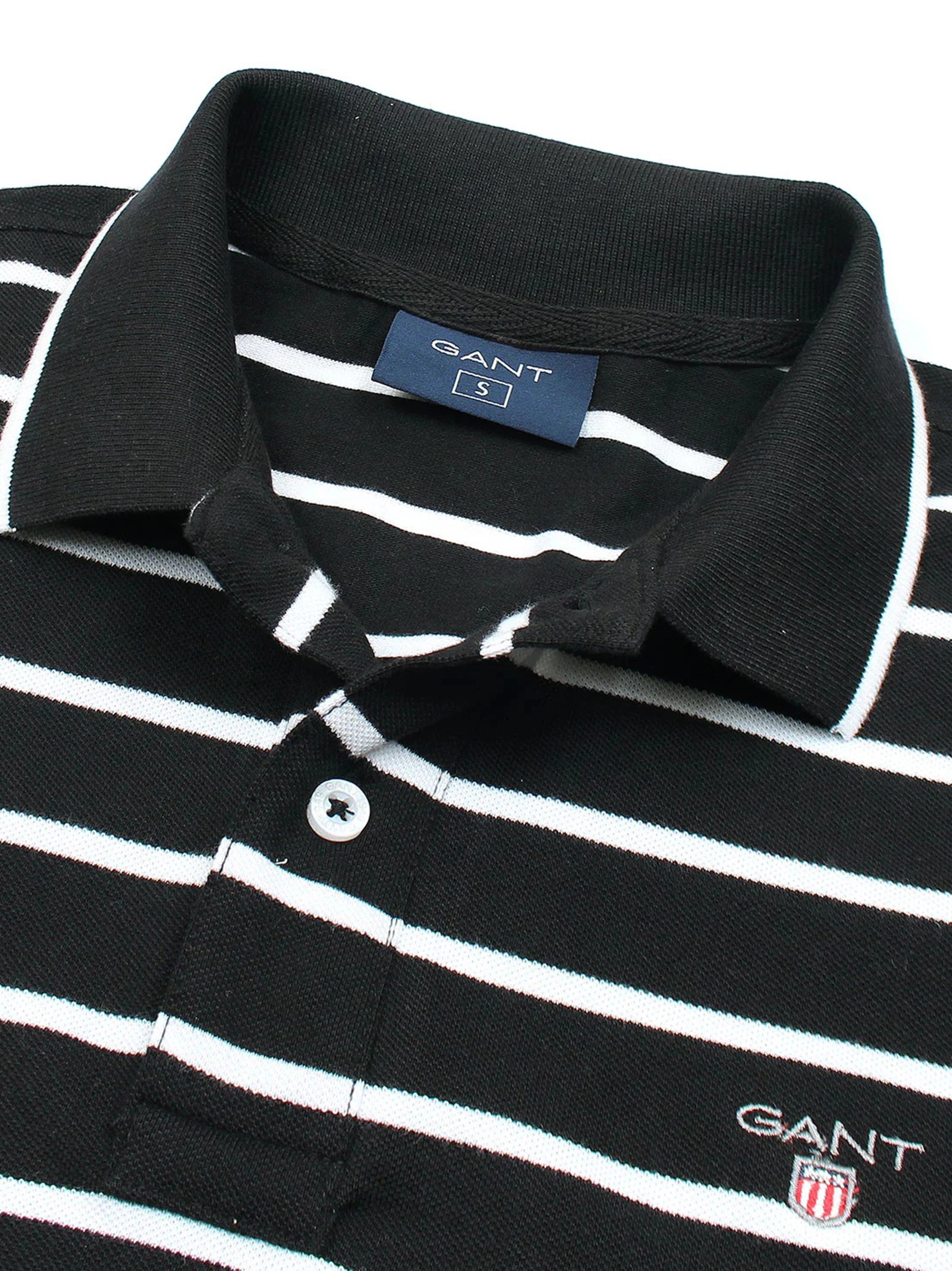 Men's Black & White Striped Polo Shirt