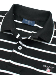 Men's Black & White Striped Polo Shirt