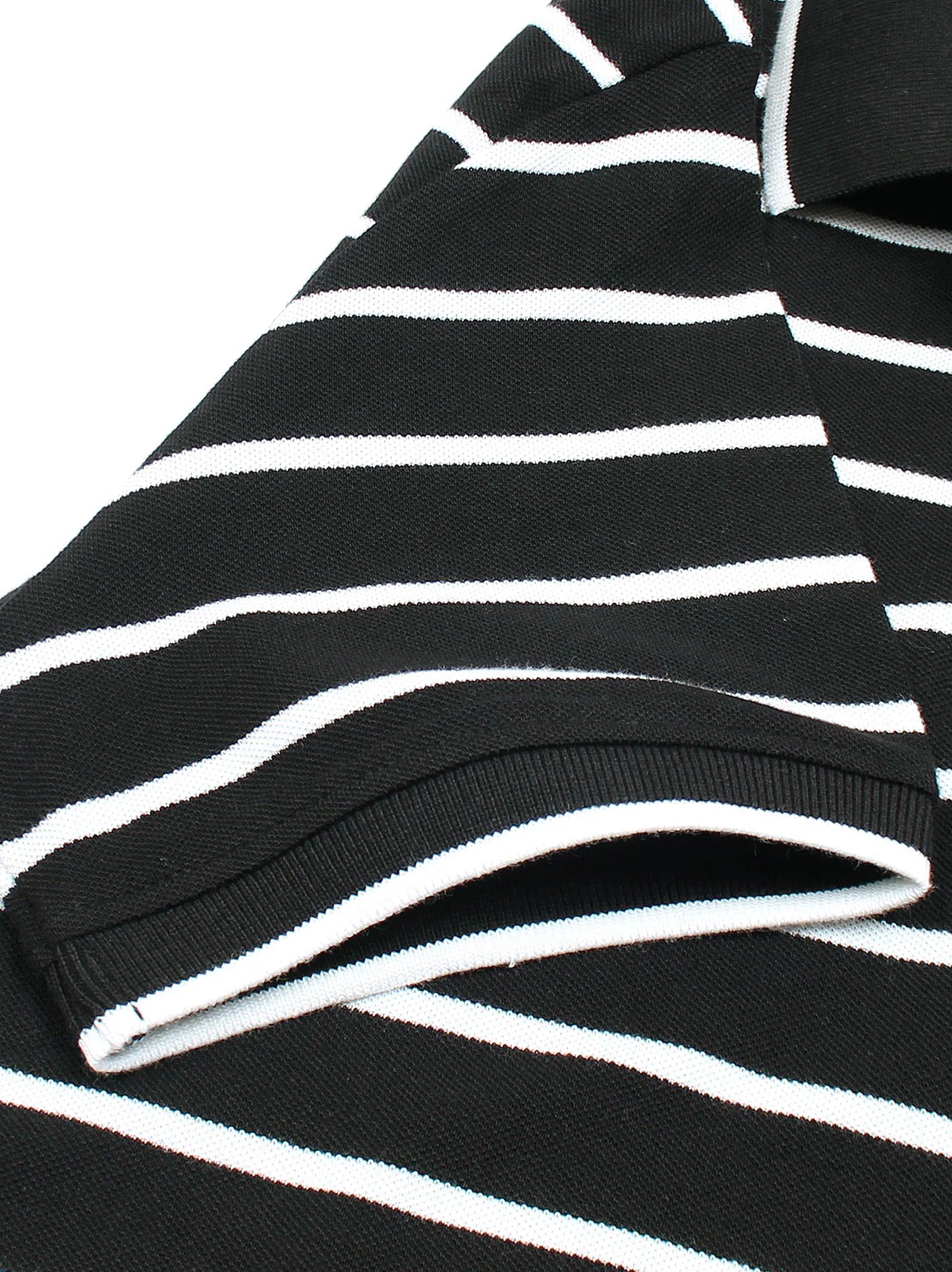Men's Black & White Striped Polo Shirt