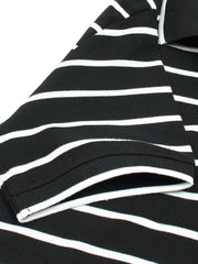 Men's Black & White Striped Polo Shirt