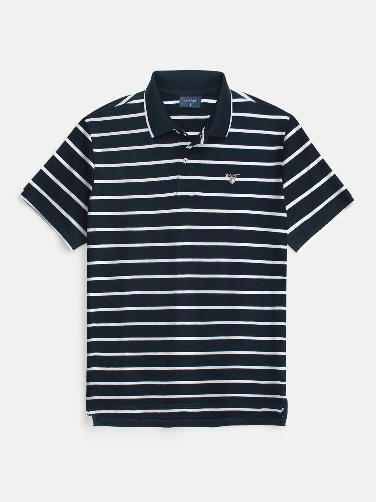Men's Blue & White Striped Polo Shirt