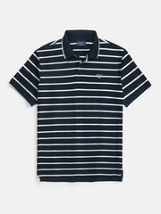 Men's Blue & White Striped Polo Shirt