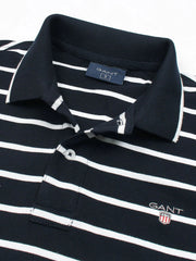 Men's Blue & White Striped Polo Shirt