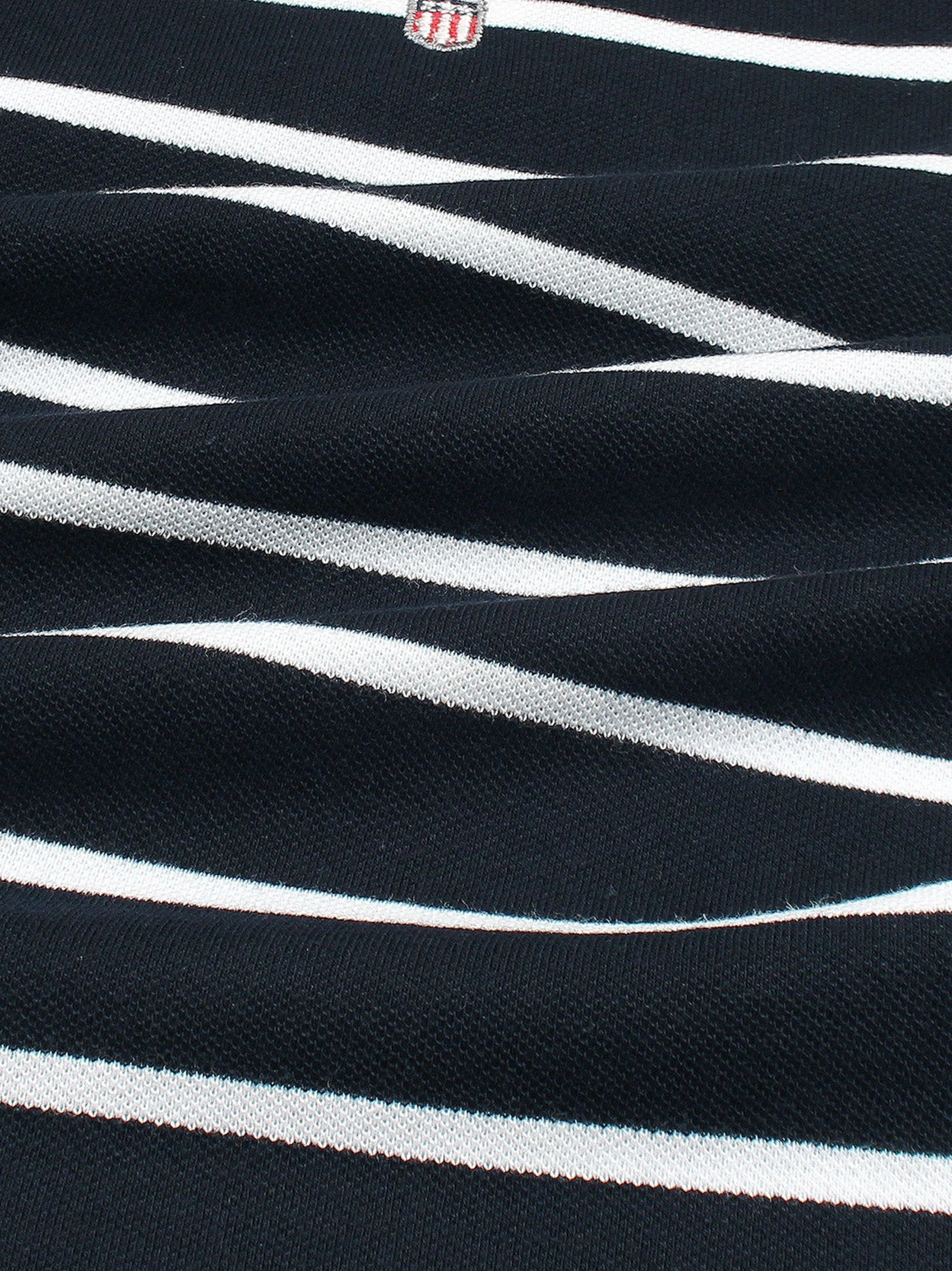 Men's Blue & White Striped Polo Shirt