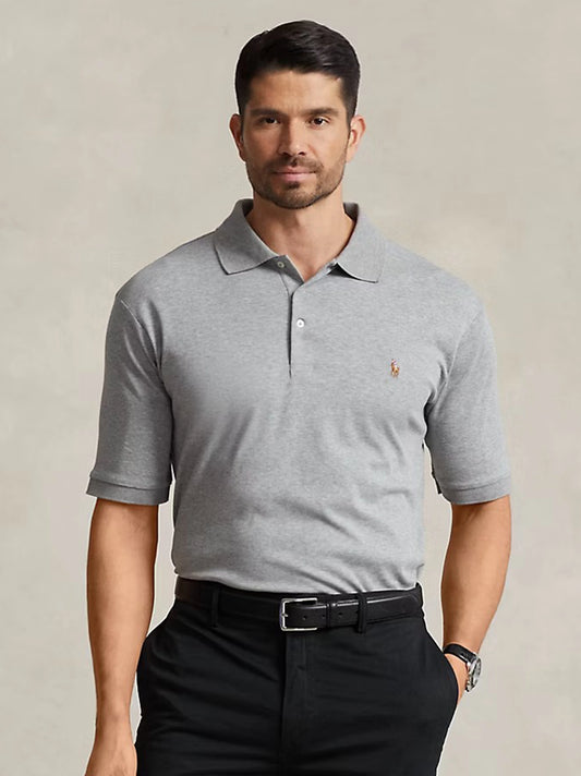 Men's Colourful Embroidery Logo Gray Polo Shirt