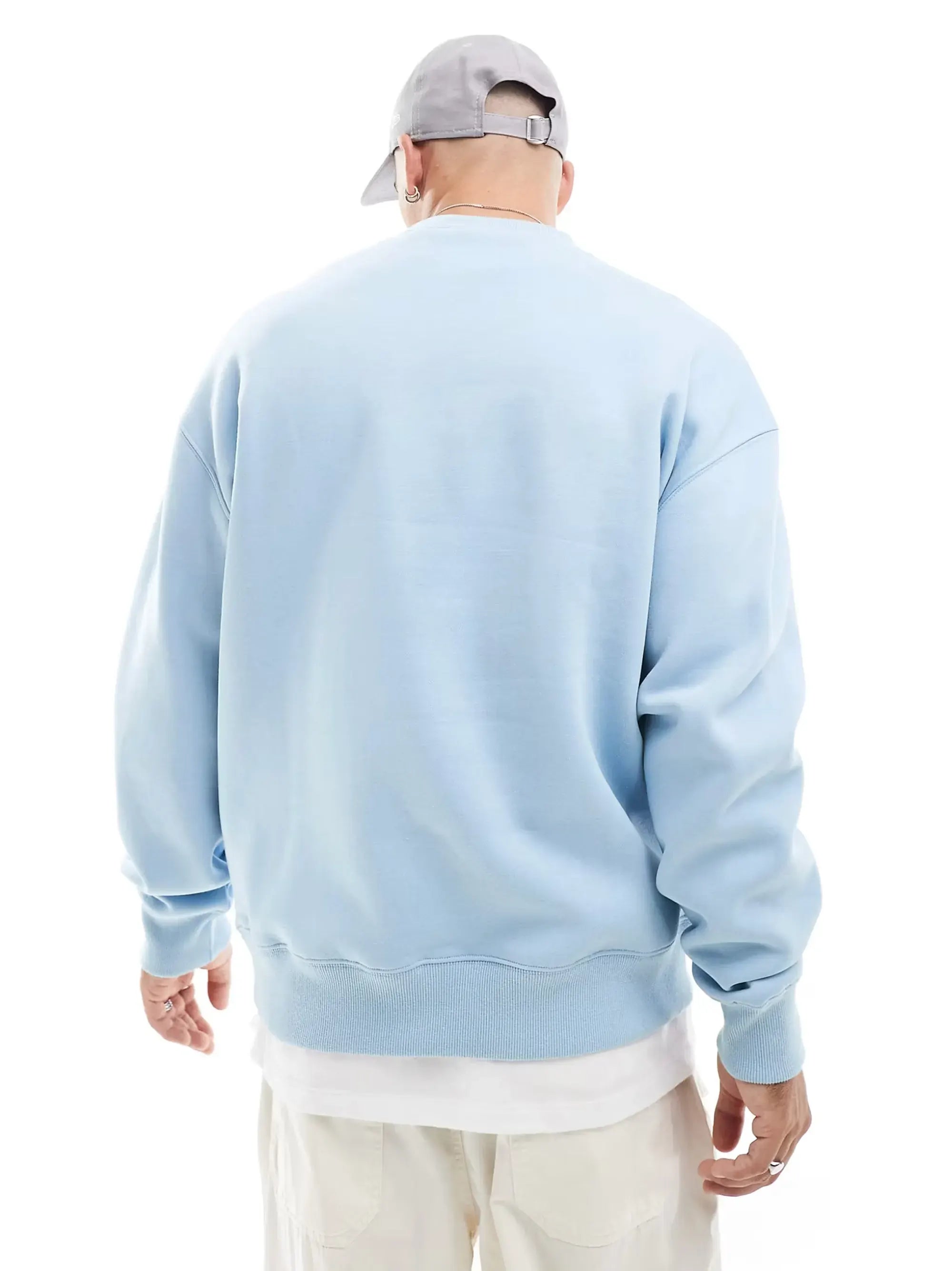 Men's Crew Neck Basic Sky Blue Sweatshirt