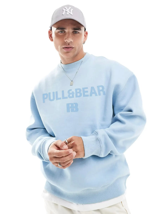 Men's Crew Neck Basic Sky Blue Sweatshirt