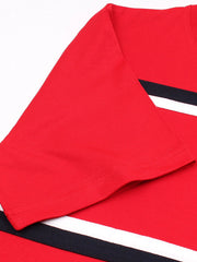Men's Embroidery Logo Srtiped Red T-shirt