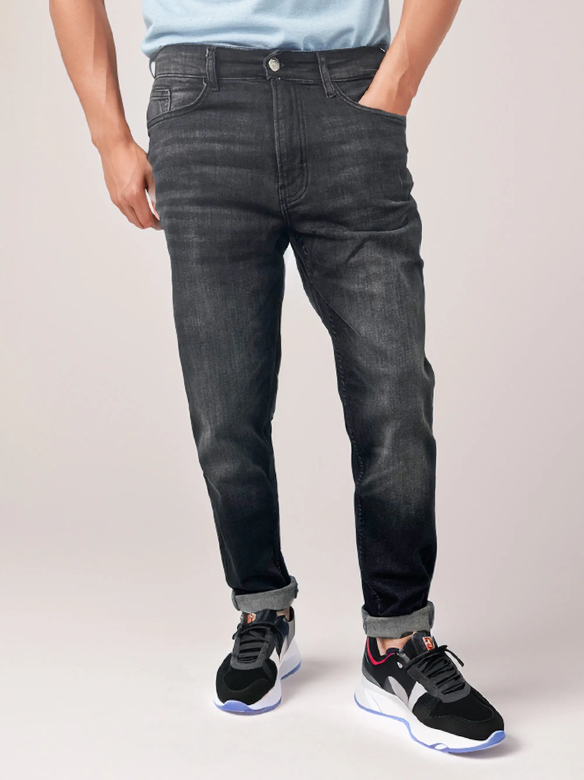 Men’s Faded Slim fit Stretchable Blackish Grey Jeans Pant