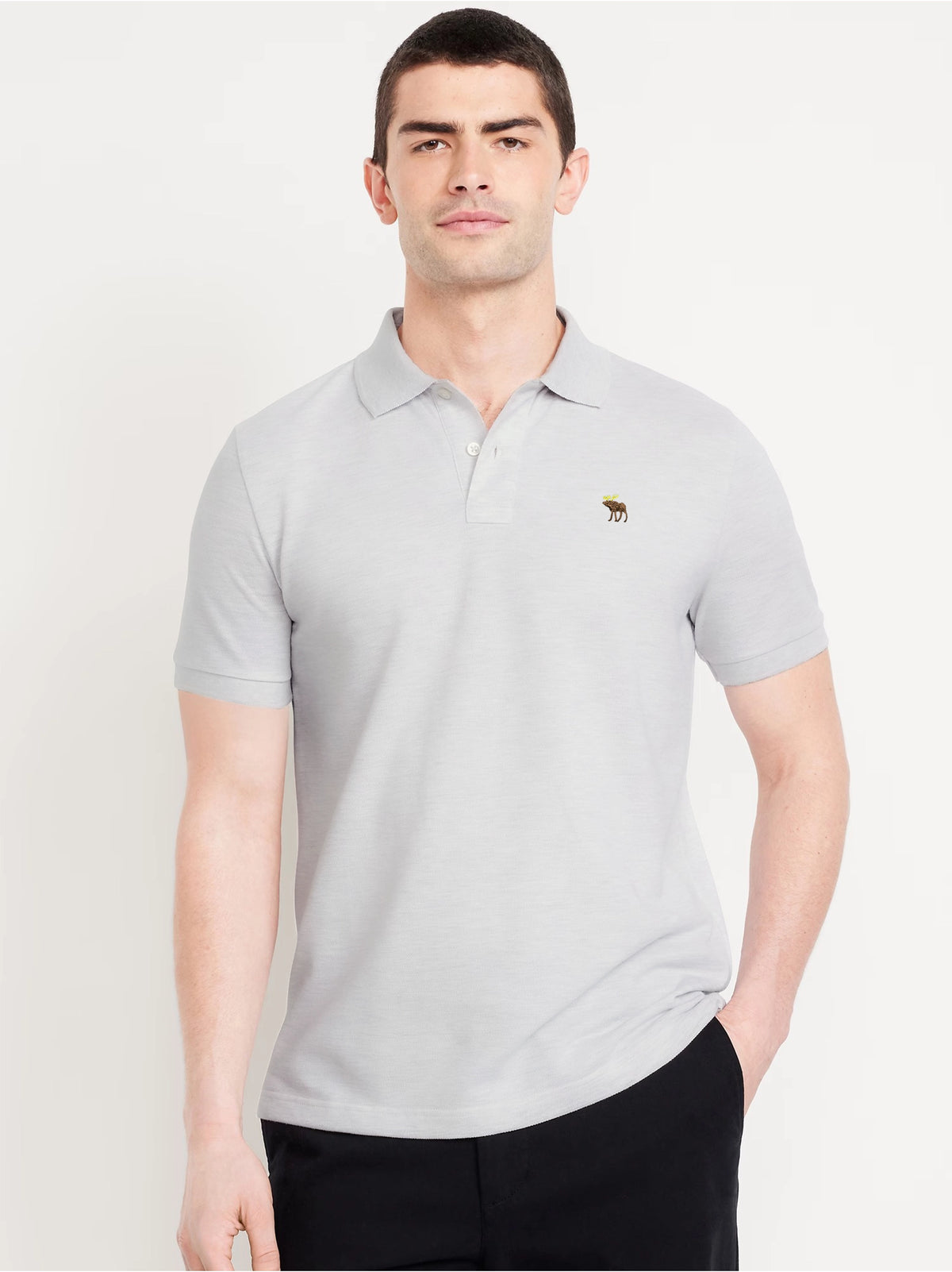 Men's Fitch icon Logo Tipped Pique Gray Polo
