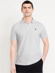 Men's Fitch icon Logo Tipped Pique Gray Polo