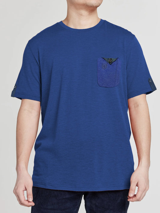 Men's Front Pocket Style Blue T-shirt