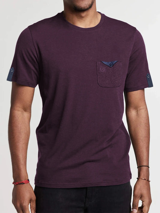 Men's Front Pocket Style Burgundy T-shirt