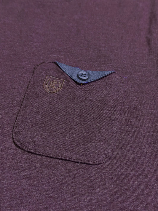 Men's Front Pocket Style Burgundy T-shirt